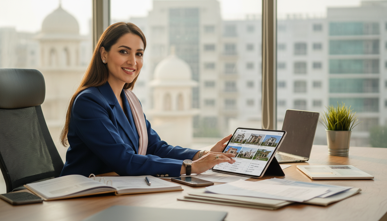 Pakistani real estate agent managing property leads